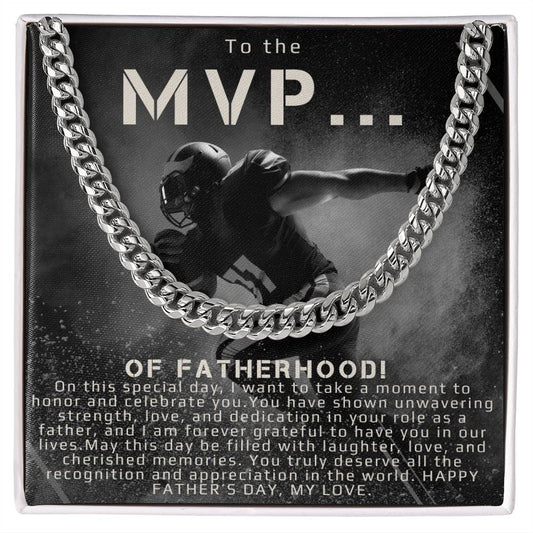To the MVP OF FATHERHOOD - Father's Day Gift from Wife/Partner -  Chain Necklace Gift for Him