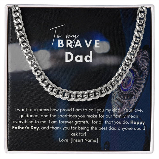 Police Officer Father's Day Gift Custom Name -  Chain Necklace Gift for Dad